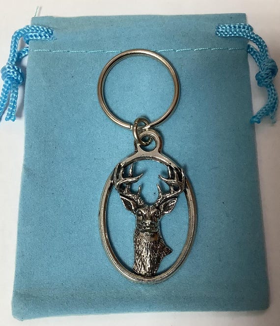 White Tailed Deer Silver Oval Pewter Keyring (T) - Reduced - Etsy