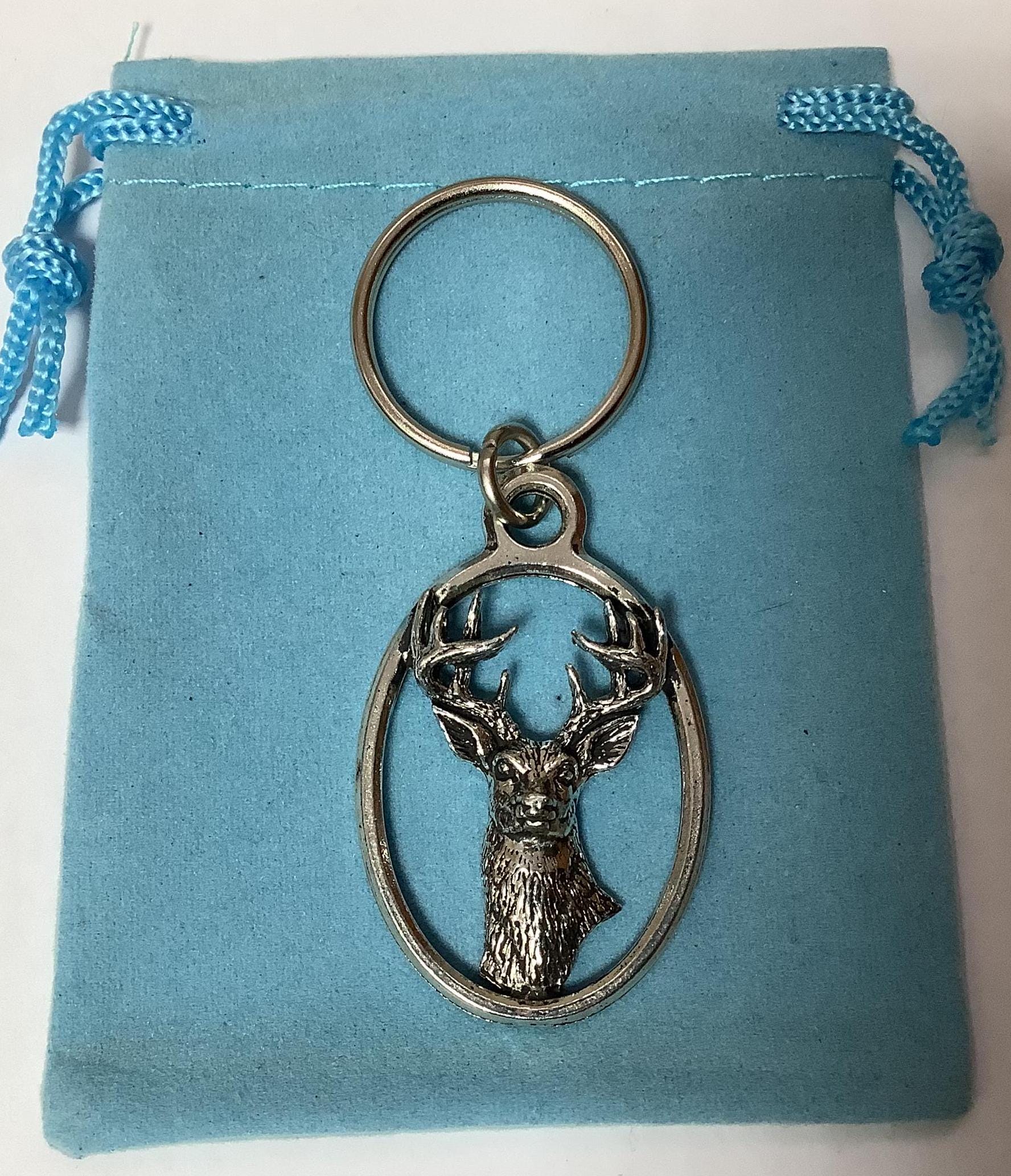 White Tailed Deer Silver Oval Pewter Keyring (T) - Reduced - Etsy