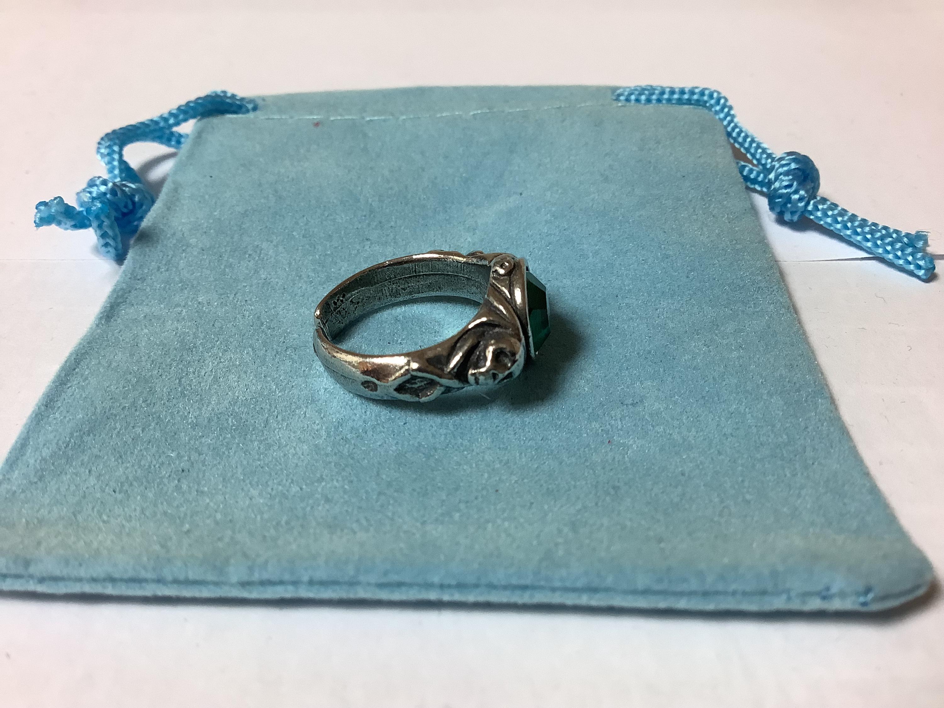 Pirate Silver Pewter Blue Gem Ring – One Size – Vintage Style – Westair UK