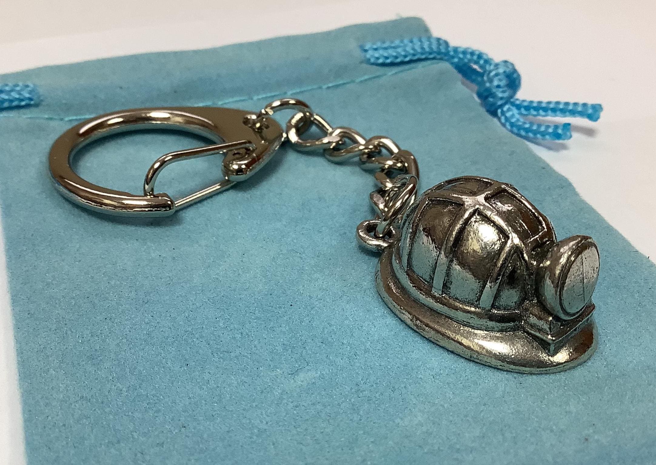 Miners Helmet Silver Pewter Keyring (W) - Etsy