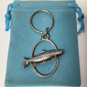 Bachforelle Silber Oval Zinn Schlüsselring (T)