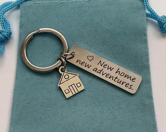 New Home New Adventures Silver Metal Keyring