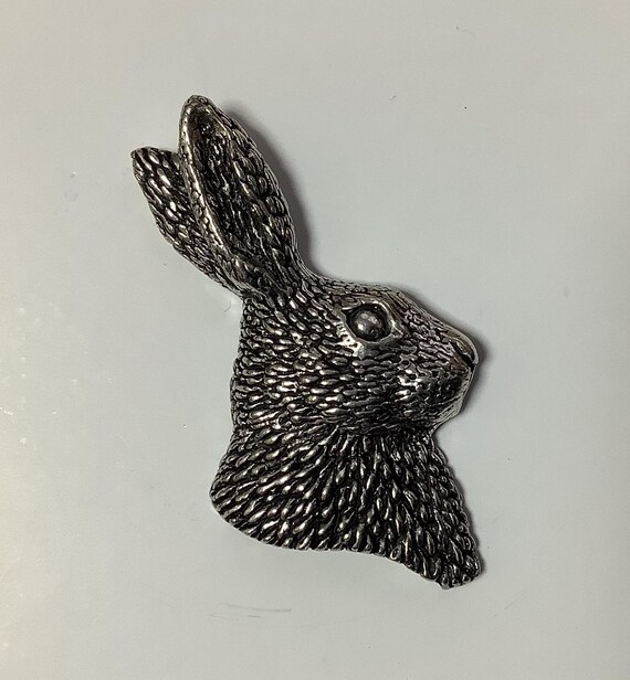 RUNNING HARE Hand Made in UK Pewter Lapel Pin Badge