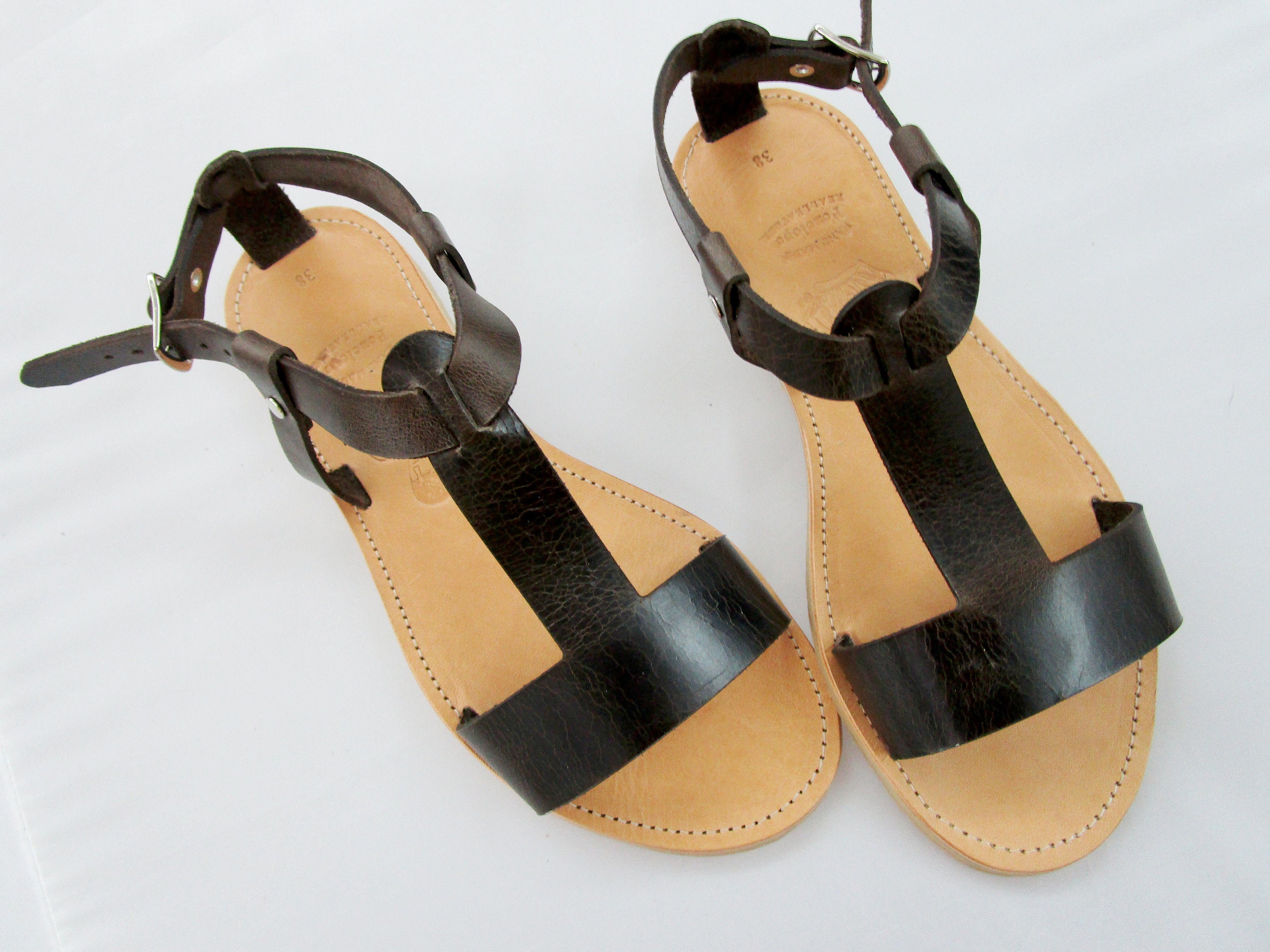 Leather sandals women Strap sandals Elegant sandals Brown | Etsy