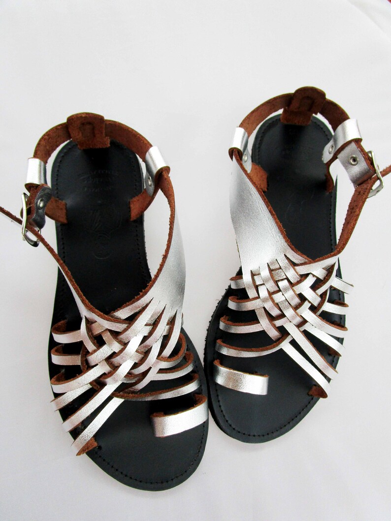 Wedding sandals Greek sandals Silver sandals PENELOPE Leren sandalen Leather sandals Sandals