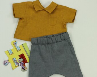 Set di biancheria pura per bambini ragazzi / top e pantaloncini / taglia 3M-5M / Pronto per la spedizione / vestiti per bambini / abbigliamento per bambini / Set di abbigliamento a due pezzi / playset