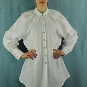 Linen top size M-L/ ready to ship/ linen blouse/ white top/  summer linen top/ casual top/ women top/ linen clothing