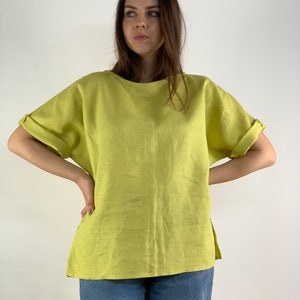 Linen top size M-L/ ready to ship/ linen blouse/ summer linen top/ casual top/ women top/ linen clothing