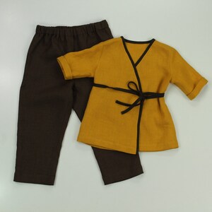 Kids pure linen set girls, boys/ kimono and pants/ 4Y-5Y size/ Ready to ship/ kids linen clothing/ Two piece  clothing set / playset
