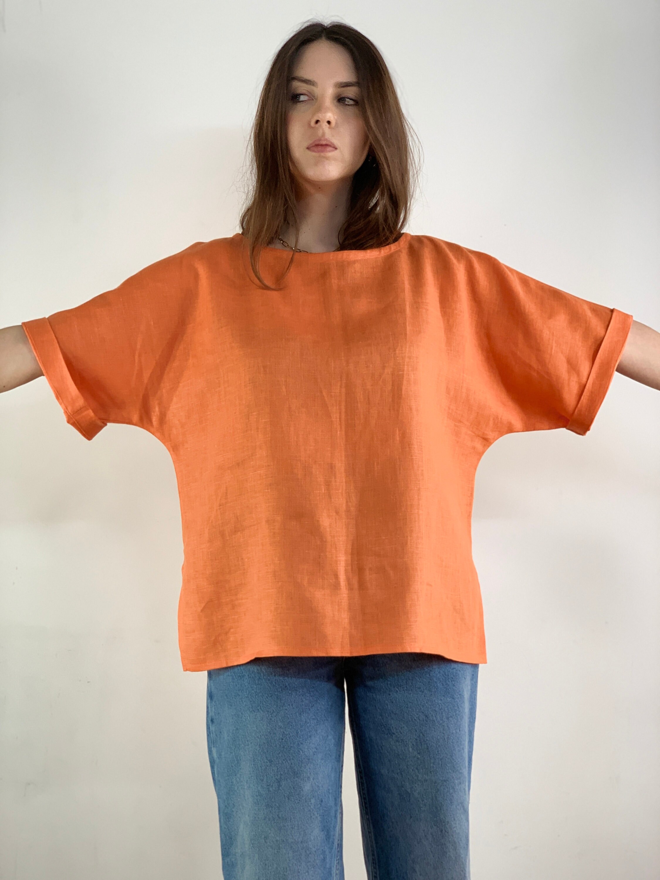 Linen Top Size ML/ Ready to Ship/ Linen Blouse/ Summer Linen Etsy UK