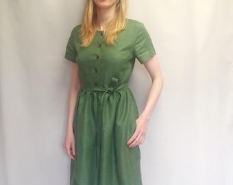 READY to ship/ Linen dress for women/ Linen green dress/ Linen women dress , linen casual dress, linen summer dress,
