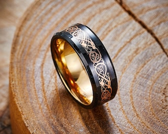 Herr Vikingring, Vigselring i roséguld, Unik keltisk knutring, Drakring, Keltisk herrring, Irländsk volframvigselring