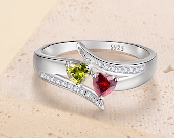 Glooraca Anello Da Donna Con Pietre Di Nascita Personalizzate, Con - Foto 3