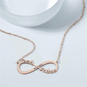 Two Names Necklace,  Dainty Name Necklace, Custom Year Necklace, Birth Year Necklace, Couple Necklace, Gift for Her Birthday Gift