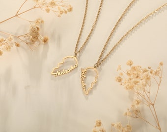 Collar de alas de ángel, collar de nombre de alas, regalo de San Valentín, ala de ángel de la guarda, collar de nombre personalizado, regalo para ella