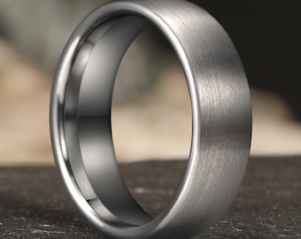 Silver Tungsten Ring, 7mmTungsten Band, Brushed Finish Ring, Tungsten Band, Mens Tungsten Wedding Bands, Anniversary Ring, Engagement Ring