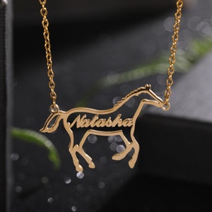 Personalized Horse Necklace, Equestrian Name Necklace, Custom Name Necklace, Gift for Girl Necklace, Horse Lover Necklace, Personalized Gift