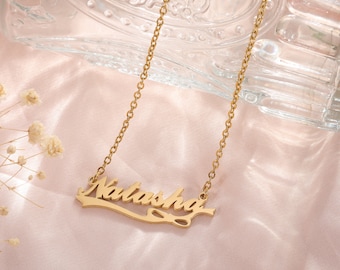Collana firma personalizzata, Collana nome personalizzata, Collana nome firma, Collana targhetta, Regalo per lei, Regalo festa della mamma
