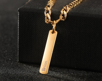 Sierlijke naam tag ketting met Figaro ketting, eerste tag ketting, naam ketting, aangepaste gegraveerde hanger, kinderen naam ketting, geschenken voor haar