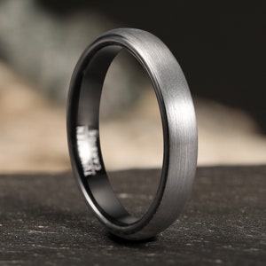 4mm Silver Tungsten Wedding Ring, Brushed Finish Tungsten Ring, Mens Tungsten Wedding Bands, Anniversary Ring, Engagement Ring