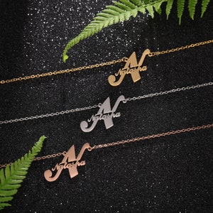 Collana iniziale placcata oro 18K per le donne, collana nome personalizzato, collana lettera, collana minimalista, gioielli nome, regali damigella d'onore