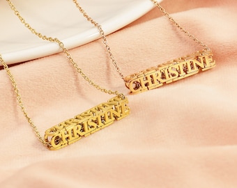 Personalisierte Namenskette, Gold Namenskette, Personalisierte Namenskette, Namensschild Halskette, Perfektes Geschenk für Sie, Personalisiertes Geschenk