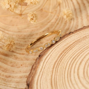 14K/18K Solid Gold Eternity Ring, Stacking Rings, Half Eternity Zircon Diamond Wedding Bands, Bridal Wedding Band,  Engagement Ring