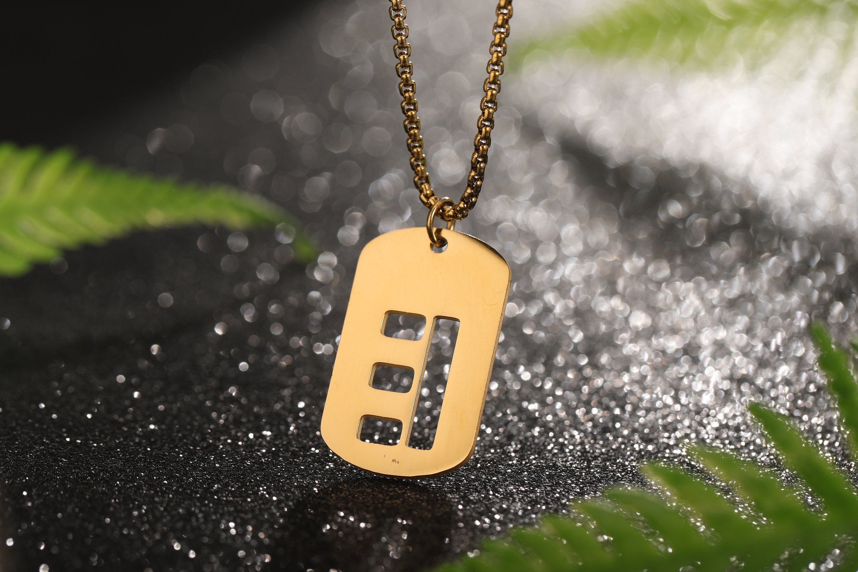 18K Gold Initial Letter Necklace, Custom Letter Necklace, Medal Gold Initial Letter Pendant Necklace, Alphabet Rectangle Medallion Pendant