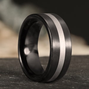 Black Tungsten Ring, Men&#39;s Tungsten Wedding Band, Men&#39;s Black Wedding Band, Anniversary Band, Tungsten Carbide Ring, Personalized Ring