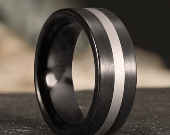 Black Tungsten Ring, Men's Tungsten Wedding Band, Men's Black Wedding Band, Anniversary Band, Tungsten Carbide Ring, Personalized Ring