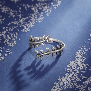 Boho Federring, Wickelring, 925 Sterling Silber Ring, verstellbarer Frauenring, Statement Ring, Blattring, Boho Ringe für Frauen