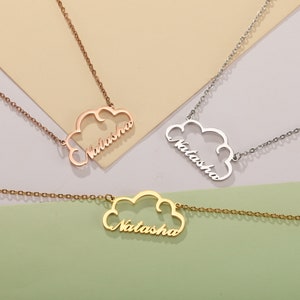 Cloud Name Necklace, Personalized  Cute Cloud Jewelry, Cloud Necklace, Name Necklace, Handmade Jewelry, Personalized Name