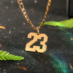 Gold Number Necklace, Basketball Number Necklace Football Jewelry, Custom Year Necklace, Birth Year Necklace, Necklace With Number
