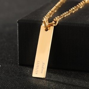 Personalize Engraving Bar Necklaces for Women, Gold Bar Necklace, Personalized Jewelry, Custom Name Necklace, Engraved Necklace,Gift for Her