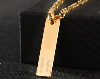 Collares personalizados con barra grabada para mujer, collar de barra de oro, joyería personalizada, collar con nombre personalizado, collar grabado, regalo para ella.