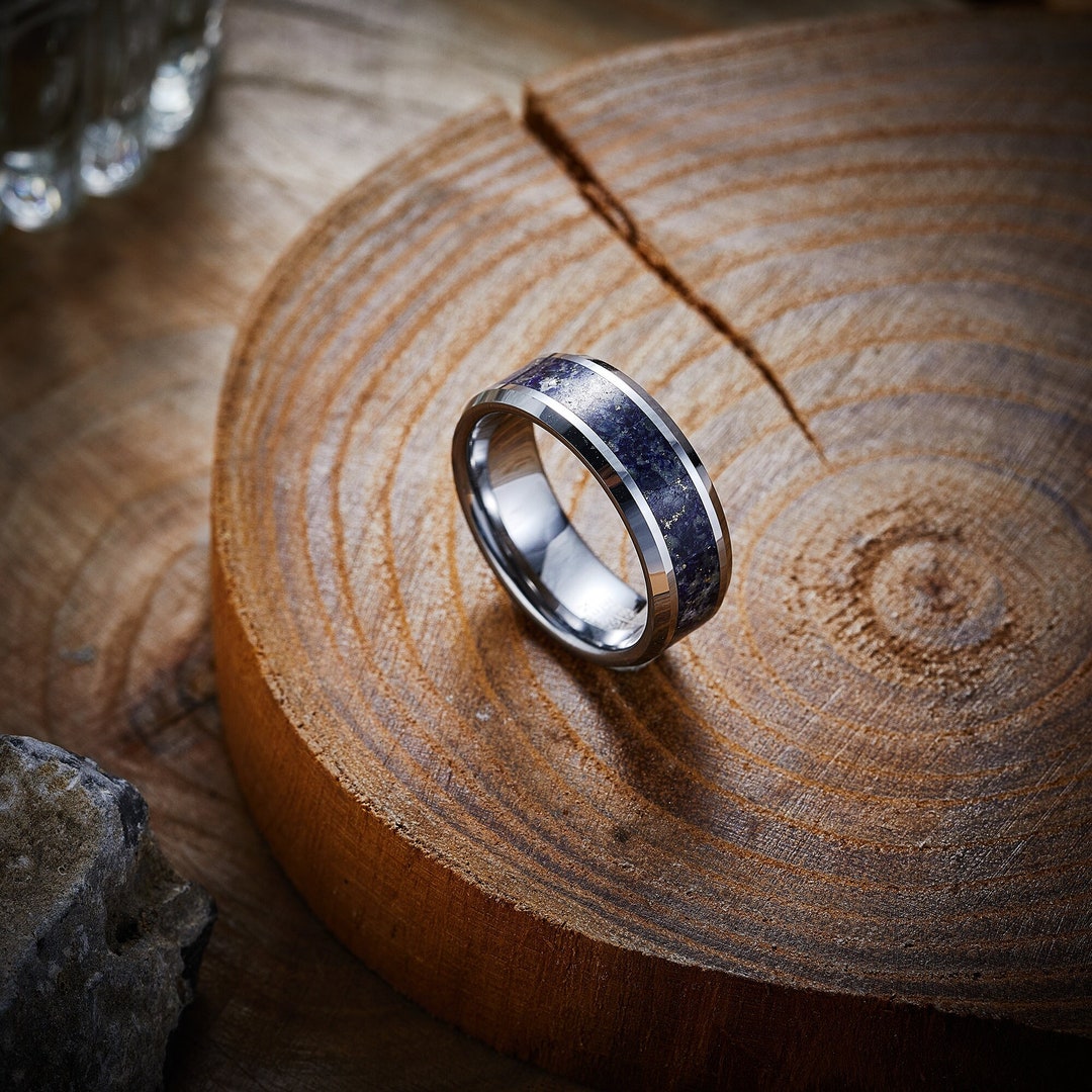 Minimalist Blue Lapis lazuli Open Ring main image 1