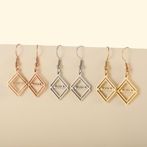 Name Earrings, Silver Name Earrings, Personalized Earring, Gold Name Earrings, Minimalist Earrings, Geometry Earring, Gifts For Her