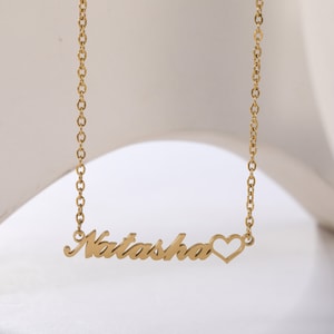 Name Necklace with Heart, Personalized Necklace, Custom Name Necklace, Dainty Name Jewelry, Name Jewelry, Mothers Day Gift, Gift For Her