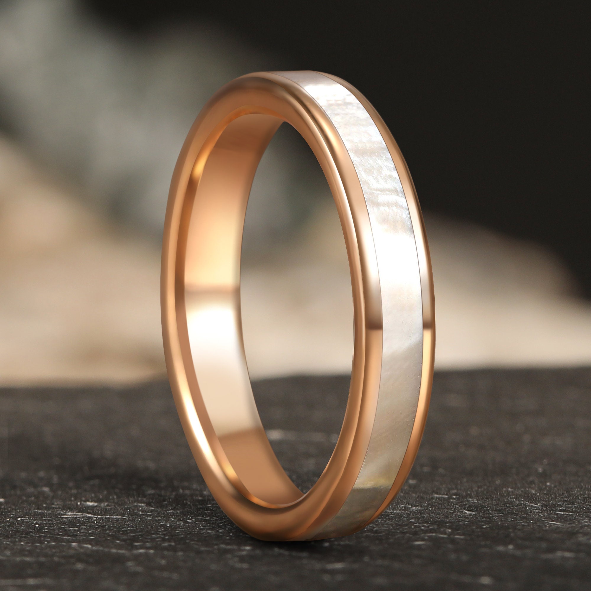 Will Negotiate…Rose Gold with Mother of Pearl Band Plumeria Pink & Gold Mother of Pearl Ring in Rose Gold main image 2