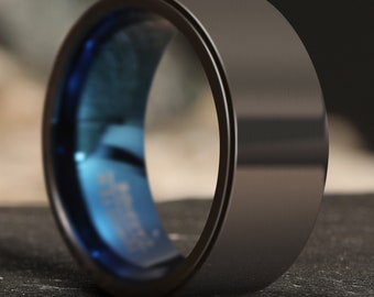 10mm Black Tungsten Wedding Band, Black Tungsten Ring, Mens Tungsten Carbide Ring, Anniversary Band, Black Wedding Band, Promise Ring
