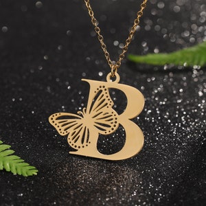 Collar De Mariposas, Collares Iniciales, Colgante Mariposa, Letras Personalizadas, Collar Del Alfabeto, Collar Para Mamá, Regalos Día de las Madres