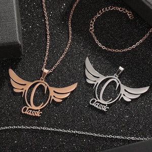 Angel Wings Necklace, Wings Name Necklace , Valentines Gift ,  Angel Wing Pendant ,Personalized Name Necklace, Jewelry Gifts