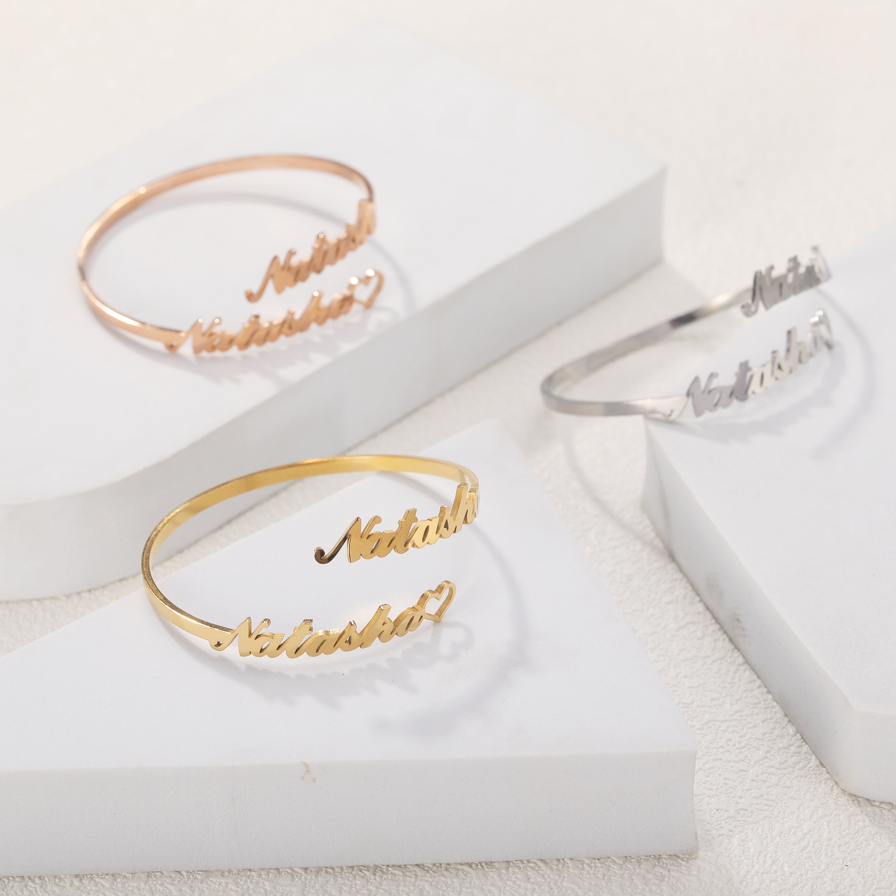 Two Name Bracelet, Personalized Name Bracelets, Custom Engraved Name Cuff Bangle Bracelets, Couple Bracelet, Dainty Letter Name Bracelet