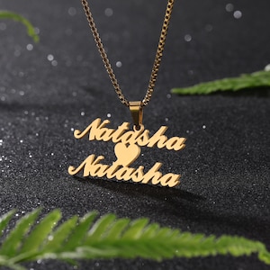 Two Name Necklace, Gold Name Necklace, 2 names necklace, Dainty Name Necklace, Personalized Jewelry, Christmas Gift, Wife Gift