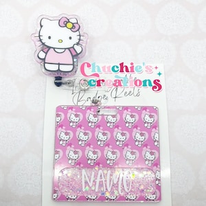 Kawaii Badge Reels, Kawaii Badge Buddies, Kawaii Badge Buddy Sets, Glitter Badge Reels, Cat badge Reels, Cat Badge Buddies, Glitter Reels