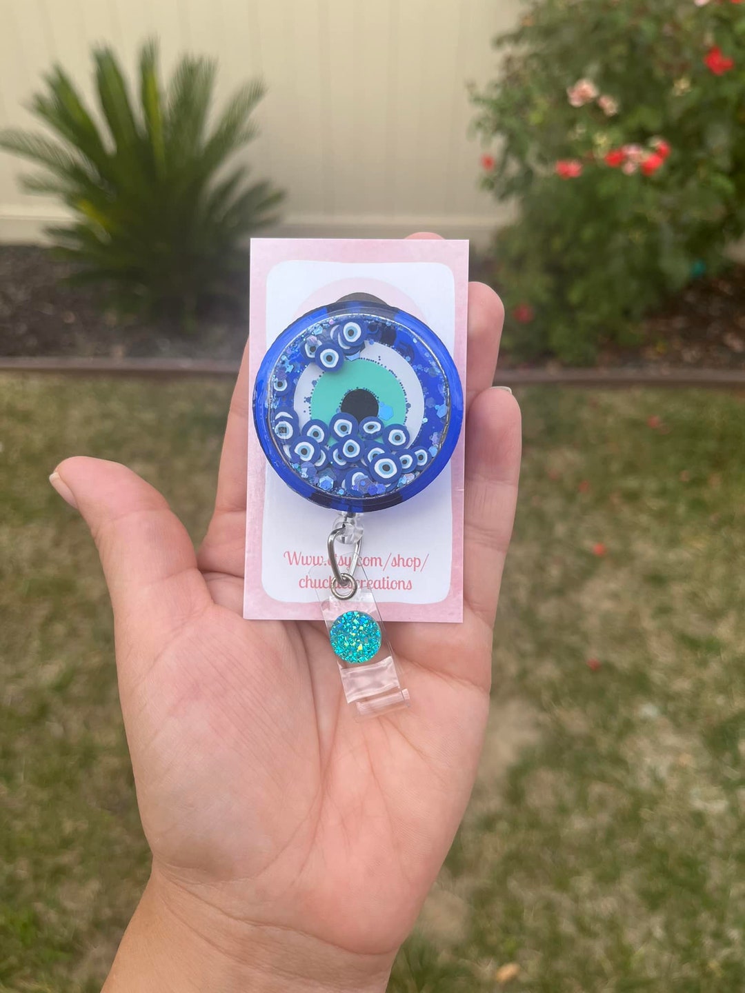 Shaker Badge Reel, Evil Eye Shaker Badge Reels, Shaker Badges, Cute