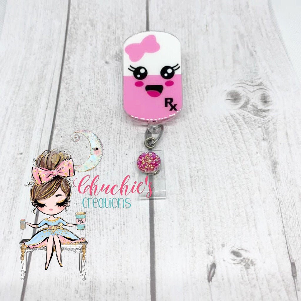 Pill Badge Reelretractable Badge Reelsmedical Themed Badge Etsy Ireland