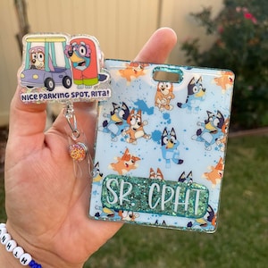 Badge Buddy Set--Blue Dog Badge Reels--Cute Dog Badge Reels--badge Buddies--Cute Badge Reels