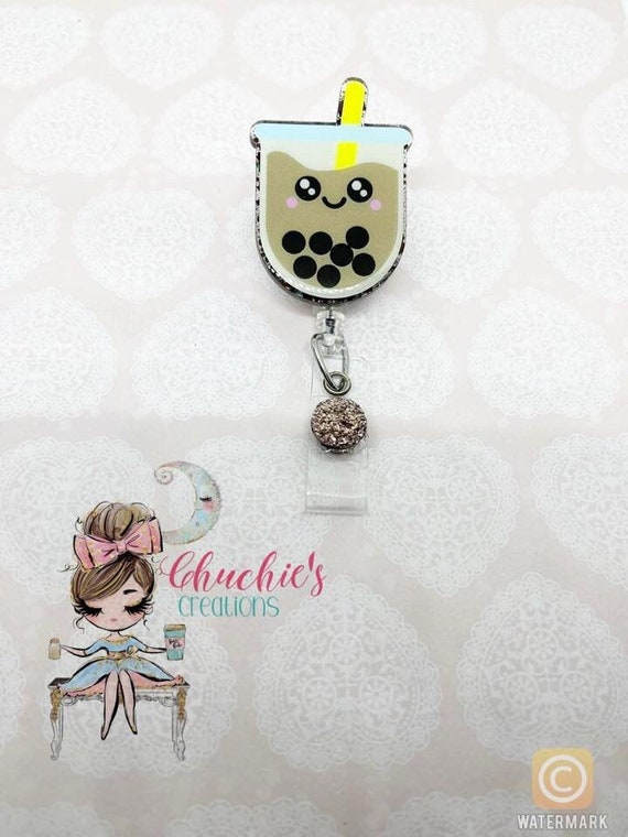 Boba Badge Reel--Alligator Clip Badge Reels--Cute Boba Badge Reel--Boba  Badges--Kawaii Badge Reels--Kawaii Retractable Badge Reels--Badges