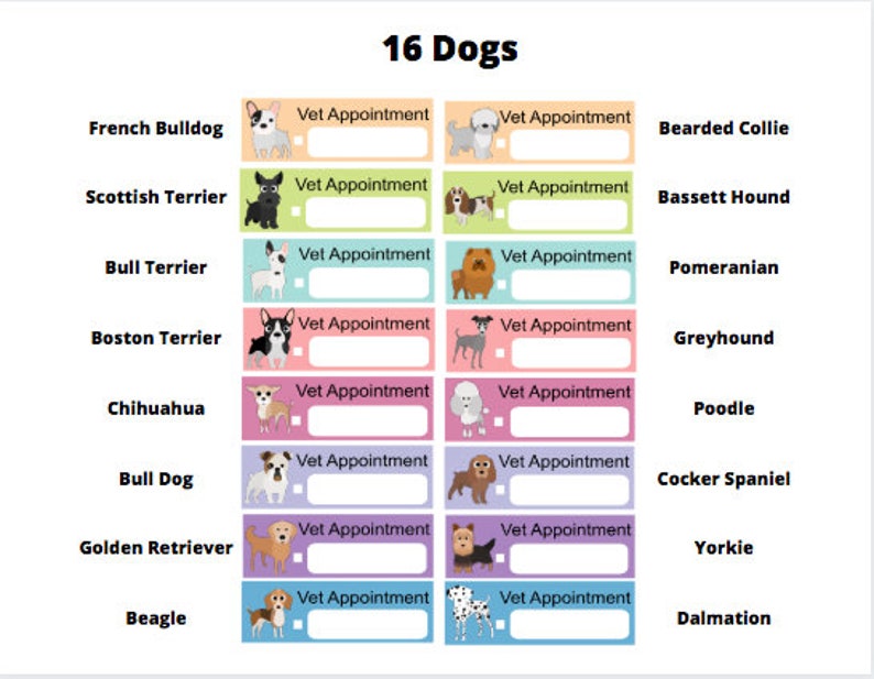 Vet Appointment Planner Stickers Dog Appointment Planner Sticker Dog Planner Sticker Kiss Cut Sticker Kawaii Stickers